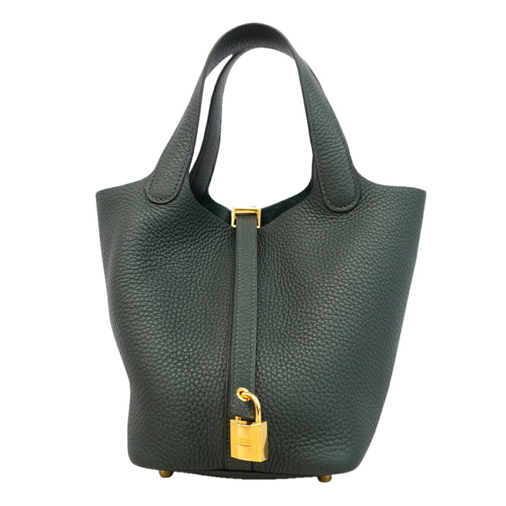 Hermes Picotin Lock PM handbag, Taurillon Clemence leather, Vert (W stamp), w...